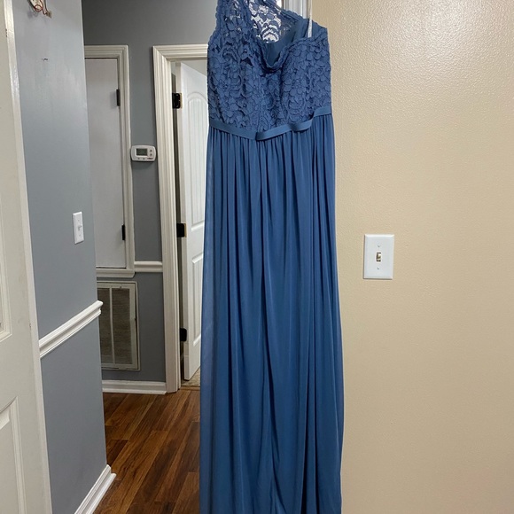 David’s bridal blue floor length bridesmaid dress - Picture 3 of 4